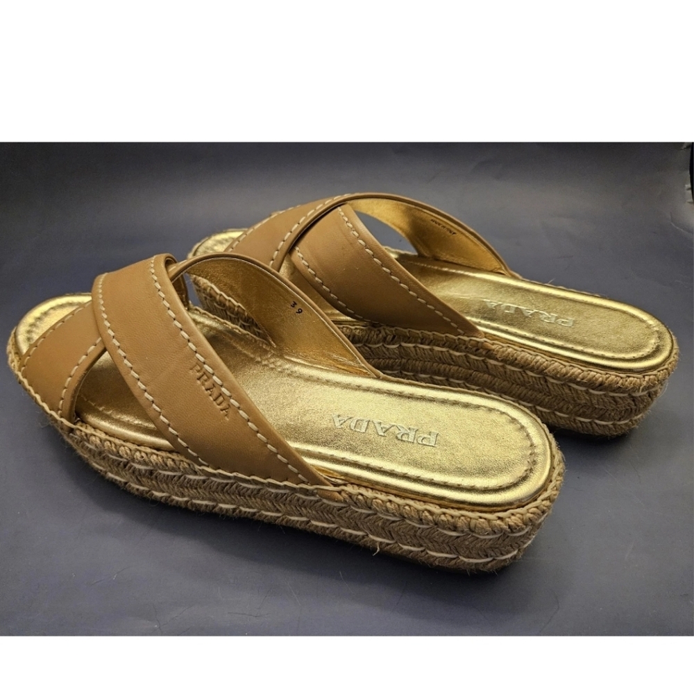 PRADA Women's Size 39 Leather Flatform Slides